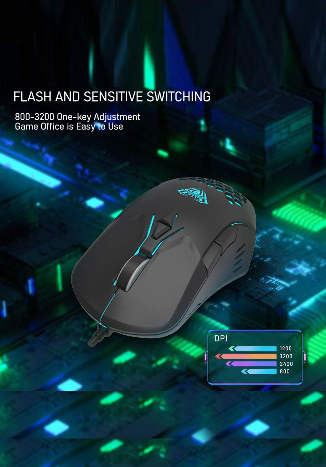 AULA F809 Wired Gaming Mouse  - Black  ماوس