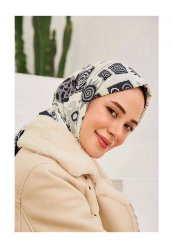 شال نسائي قطني اسود وابيض اللون 