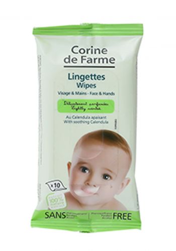 مناديل مبللة للاطفال من كورين دي فارم  Corine de Farme Baby Wet Wipes With Calendula 10 Pcs