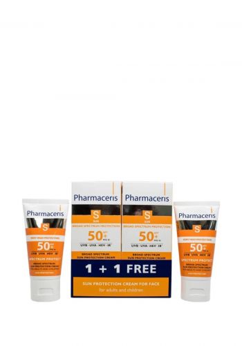 سيت كريم واقي شمس للبشرة الجافة   2 قطع * 50 مل  من فارماسيريس Pharmaceris Sun Broad Spectrum Protection Cream SPF50 