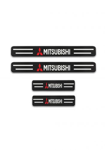 دواسة ترحيب لعتبة باب غطاء السيارة بطبعة متسيوبيشي Mitsubishi 4pcs car carbon fiber door sill strip
