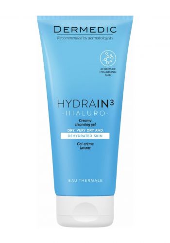 غسول كريمي هيدرين 3 للبشرة الجافة والجافة جدا 200 مل من ديرميديك Dermedic Hydrain3 Hialuro Creamy Cleansing  For Dry Very Dry & dehydrated Skin