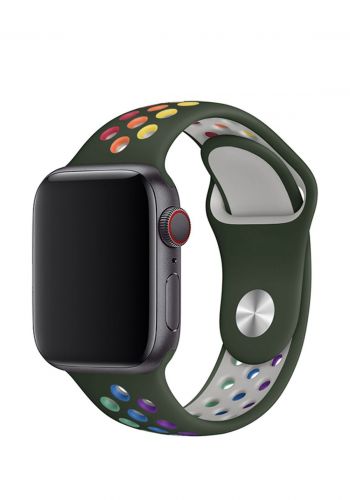 سوار سيليكون لساعة أبل Silicone Turquoise Nike Sport Apple Watch Band-Olive Green