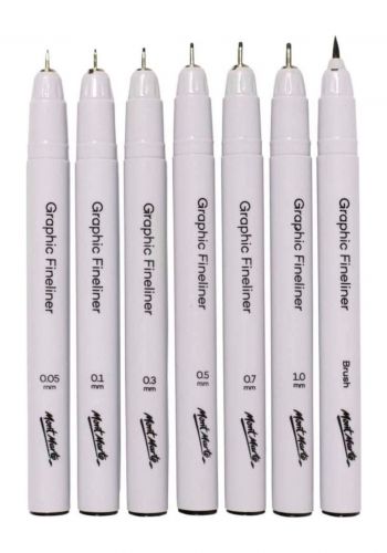 سيت تحبير 7 اقلام بقياسات مختلفة من مورت مارت Graphic Fineliners Permium perfect for drowing with 7 different Sizes   