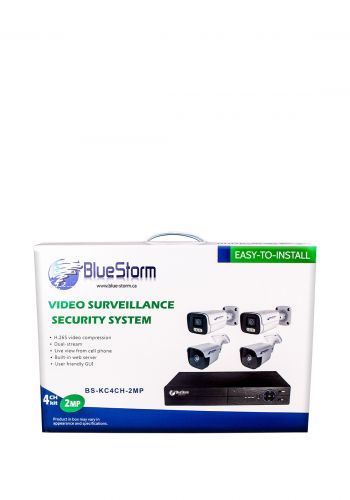 منظومة كاميرات مراقبة بدقة 2 ميجابكسل مع مجهز قدرة من بلو ستورم Blue Storm 4CH Camera Kit with UPS