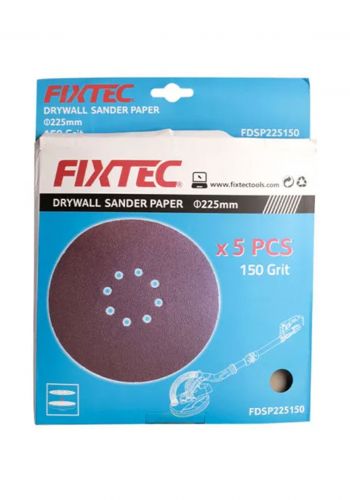 Fixtec FDSP225120 Drywall Sander Paper Velcro ورق تنعيم الجدران 5 قطع من فكستيك