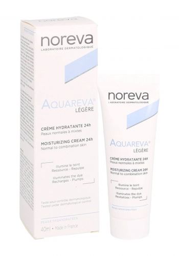 كريم مرطب للبشرة العادية إلى المختلطة 40 مل من نوريفا Noreva Aquareva Light Moisturizing Cream 24h Normal To Combination Skin