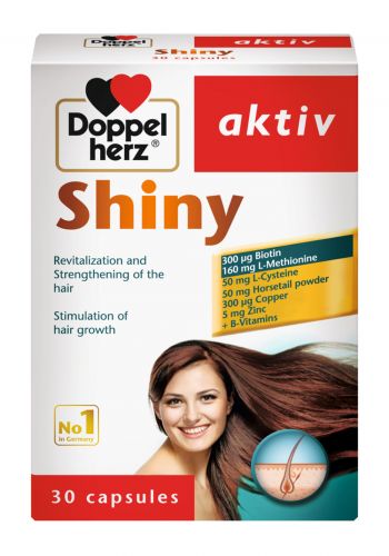 Doppelherz AKTIV SHINY FOR HAIR + BIOTIN 30 PSC-دوبلهيرز أكتيف للشعر + بيوتين 