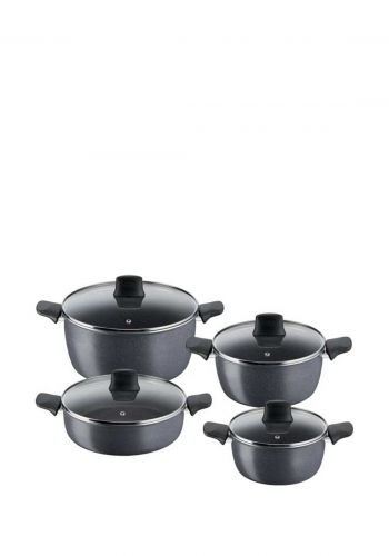 سيت قدر طبخ 8 قطع مع غطاء من تيفال Tefal D4549283 Hard Stone Set  
