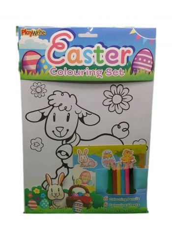 سيت كراسة تلوين مع 6 اقلام خشبية Easter Colouring Set