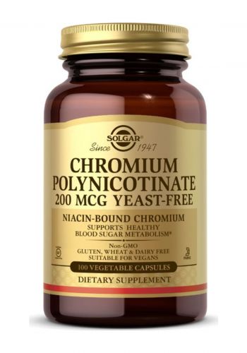 بولينيكوتينات الكروم 100 كبسولة من سولغار Solgar Chromium Polynicotinate 200mcg Dietary Supplement