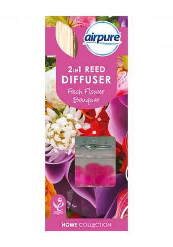 معطر جو مع اعواد برائحة الزهور 30 مل من ايربيور Air Pure Reed & Bead 2 in 1 Diffuser - Fresh Flower Bouquet