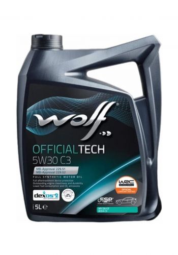 زيت محرك 5 لتر من وولف Wolf Official Tech 5W30 C3 Full Synthetic Motor Oil