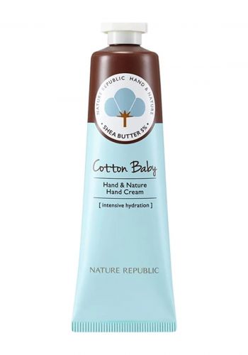 كريم مرطب لليدين لجميع انواع البشرة 30 مل من نيجر ريببلك Nature Republic Cotton Baby Hand Cream 