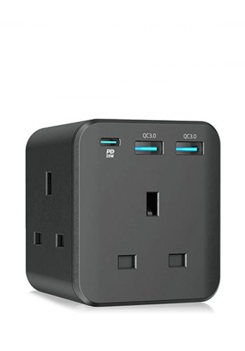 مقبس جداري من باورولوجي Powerology PWCUQC003 3-Outlet Wall Socket 13A - Black