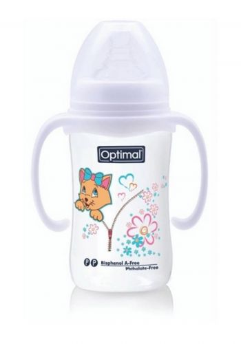 رضاعة بلاستيك للاطفال 240 مل من اوبتيمال  Optimal OPB-1033 Wide Neck Feeding Bottle -White