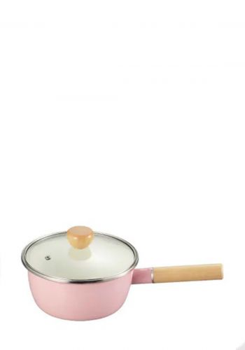 Pearl metalHB-795  Hollow Glass Lid One Hand Pot 18 cm- Pink مقلاة