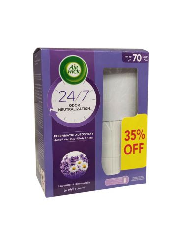 جهاز معطر للجو مع معطر بخلاصة رائحة لافندر والبابونج 250 مل من اير ويك  Air Wick Freshmatic Autospray Lavender & Chamomile