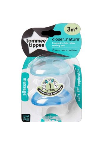 Tommee Tippee Closer to Nature  Easy Reach Teethers Stage 1 3m Blue