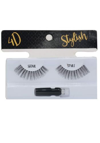 Natural Hair False Lashes In Seoul 4D Style With Adhesive Set 3 Pcs