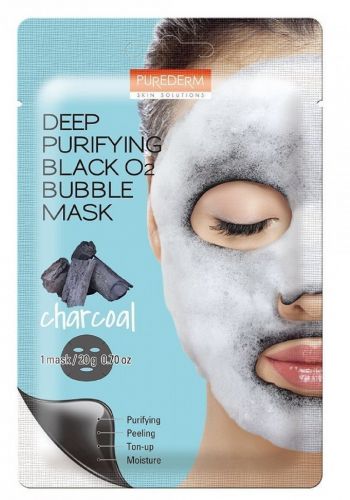 ماسك الفقاعات لتنظيف البشرة بعمق بخلاصة الفحم من بيورديرم الكورية Purederm Bubble Mask 