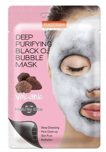 ماسك الفقاعات لتنظيف البشرة بعمق بخلاصة الحجر البركاني من بيورديرم الكورية Purederm Bubble Mask 