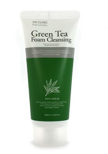 DW face Washer With Green Tea   غسول الشاي الأخضر للبشرة الدهنية من ثري دبليو الكورية 100 مل