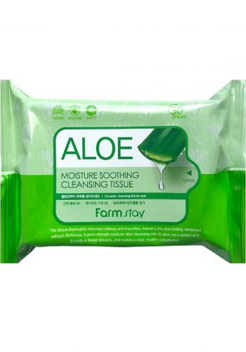 FarmStay Aloe Moisture Soothing Cleansing Tissue مناديل تنظيف مبللة للتنعيم والترطيب بالصبار من فارمستي الكورية 30 منديل 