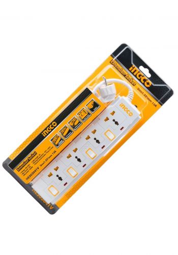 Ingco - hes03041v   Power Strip 4 Socket 3M 13A  -سيار واير 13 امبير 3 متر 4 نقاط