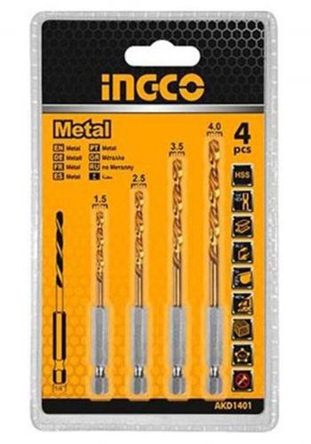 Ingco - akd1401  4-piece metal drill set  طقم مثقاب معدني 4 قطع