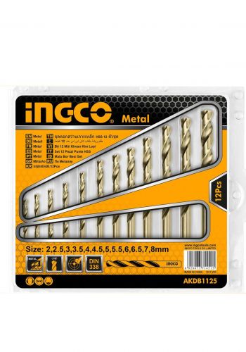 Ingco - akdb1125  12-piece steel drill bit set  طقم لقم مثقاب فولاذي 12 قطعة