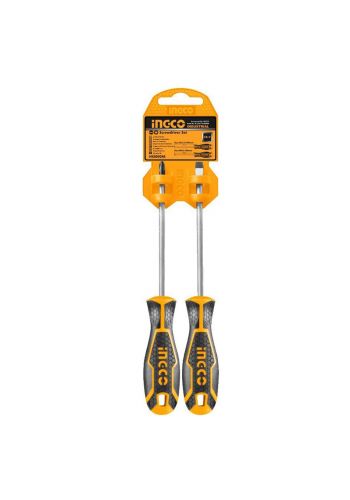  Ingco HKSD0248- Screwdriver Set- 2 Pieces سيت درنفيس قطعتين (عدل+مربع) 