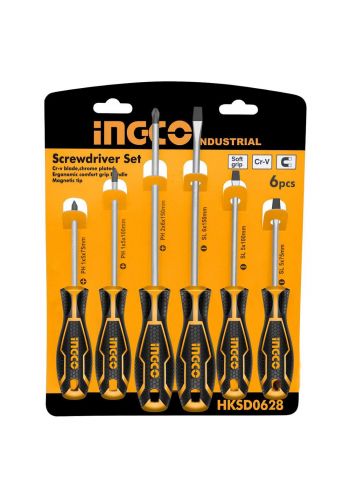  Ingco HKSD0638- 6Pcs Screwdriver Set (Industrial) سيت درنفيس 6 قطع  HKSD0638