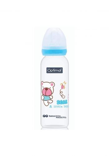 Optmial Slim Waist Feeding Bottle (6-18m)240 Ml Blue رضاعة بلاستيك للاطفال 