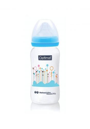 Optmial Extra Wide Neck Feeding Bottle (6-18m)300Ml Pink رضاعة بلاستيك للاطفال