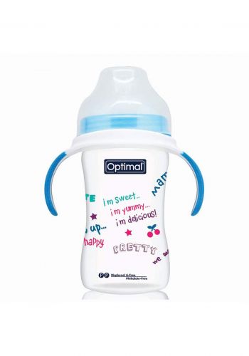 Optmial Extra Wide Neck Feeding Bottle With Handle (6-18m) 240Ml  رضاعة للاطفال