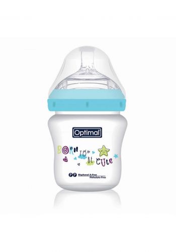 Optimal  Mamilla Extra Wide Neck - Double Anti - Colic System (0-6m) 210ml blue رضاعة بلاستيك للاطفال     