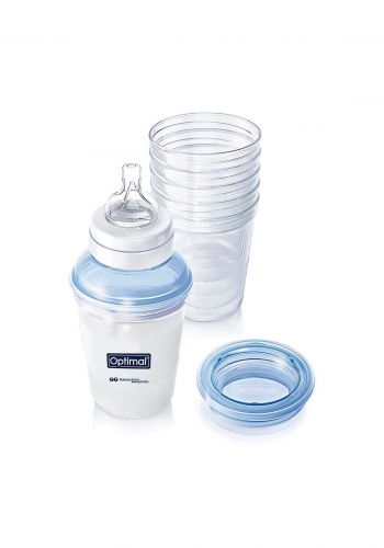 Optimal P.P Wide Neck Food&Milk Storage Cups (0-6m) 180 ml blue رضاعة وحافظة حليب 