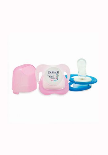 Optimal Silicone pacifier with cover (6-18m) pink لهاية للأطفال مع غطاء