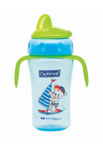 Optimal Silicon Spout Cup With Handle 260 ml(12-above)  blue قدح مع فوهة سيليكون ومقابض للاطفال