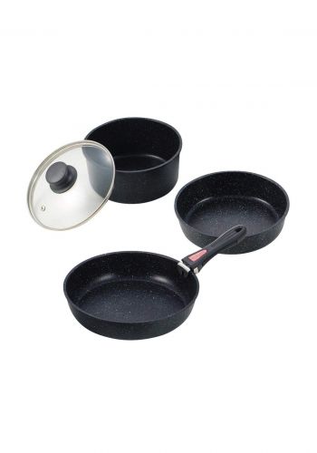 Pearl Metal Coocking Set سيت مقلاة  وقدر بغطاء زجاجي من بيرل ميتال 