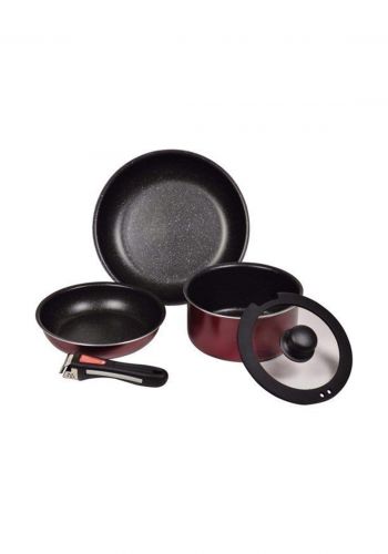 Pearl Metal Coocking Set سيت مقلاة  وقدر بغطاء زجاجي من بيرل ميتال 