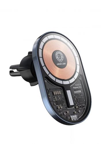 شاحن موبايل لاسلكي للسيارة Green Lion 015579 GNTP15WCCBK 15W Transparent Magnetic Wireless Car Charger
