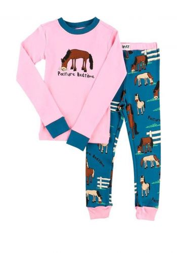 سيت بجامة بناتية للاطفال باكمام طويلة من ليزي وان Lazy One Pasture Bedtime Long Sleeve Pajama Set