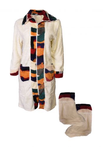 روب فرو نسائي مع جواريب باللون اوف وايت  Women's Robe