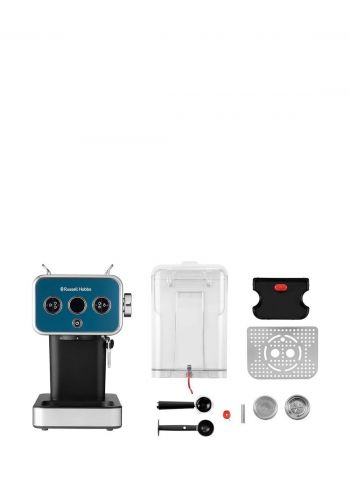ماكنة تحضير القهوة اسبريسو 1350 واط من راسل هوبز  Russell Hobbs 26451-56 Distinctions Espresso Machine Ocean