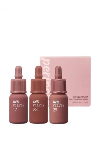 مجموعة تنت شفاه 3 قطع ( 7 غم * 3 ) من بيريبيرا  Peripera Ink Velvet Set 002 Nice To Meet Nude 