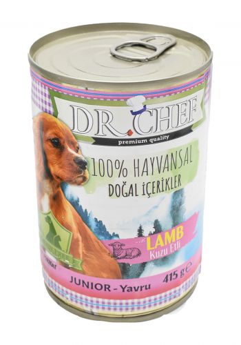 طعام معلب لحم للكلاب الصغيرة  415 غم من دكتور شيف Dr.chef lamp kuzu etli