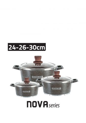سيت قدور طبخ جرانيت 3 قطع من زيو Zio Z-8400-30 Granite Cooking Pots Set