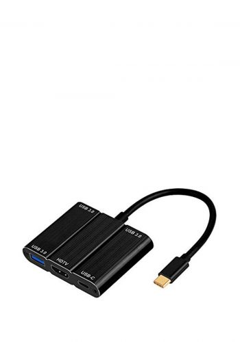 Onten OTN-9509S 5 in 1 Type-C to HDMI Adapter with Three USB-Blackمحول 5 في 1 من ونتين